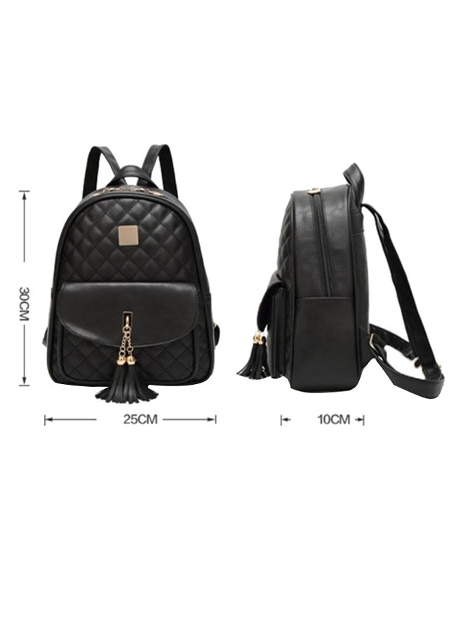 Generic 3-Piece Fashion Travel Backpack With Carrying Purse And Card Bag Set Black  - Image 3