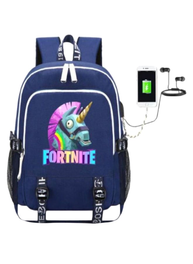 FORTNITE School Backpack With USB Charging Port Blue/White  - Image 1