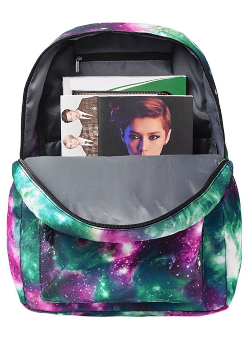 BTS Bangtan Printed School Backpack Purple/Green  - Image 3