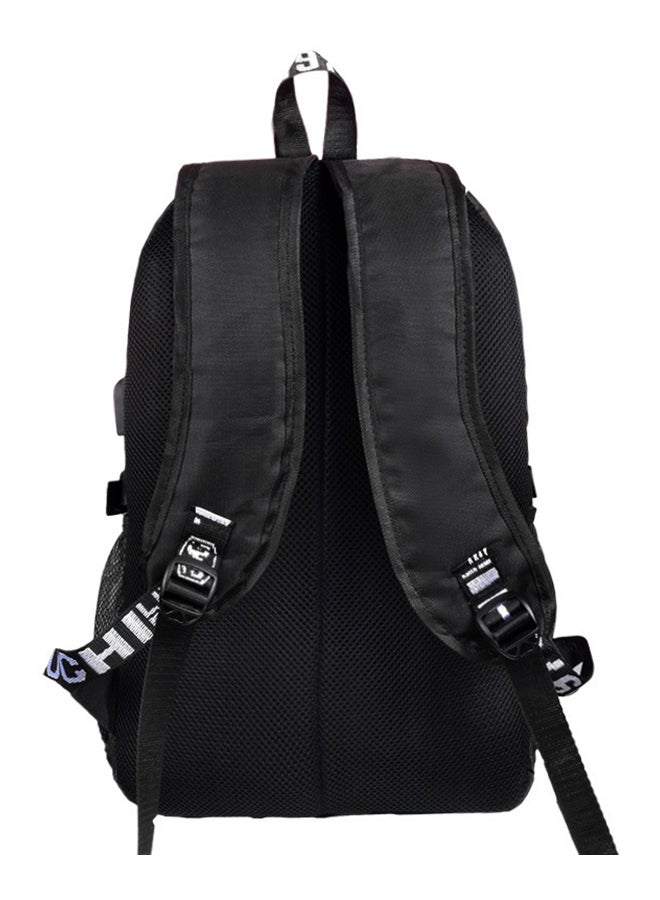 BTS Bangtan Fashion USB Charging School Backpack Black/White  - Image 3