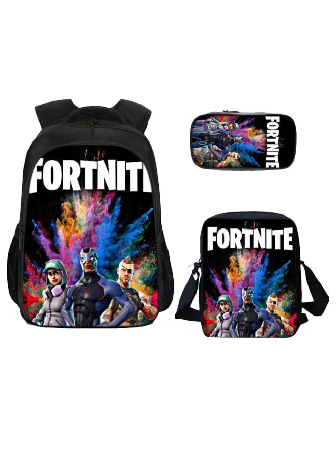 طقم حقائب ظهر مدرسية مزينة بطبعة ثلاثية الأبعاد من لعبة Fortnite مكون من 3 قطع متعدد الألوان - Image 1