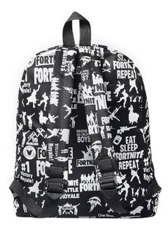 FORTNITE Floral Fashion Casual School Backpack Black/White  - Image 2
