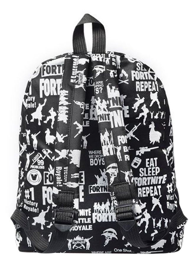 FORTNITE Floral Fashion Casual School Backpack Black/White  - Image 2
