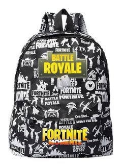 FORTNITE Floral Fashion Casual School Backpack Black/White  - Image 1