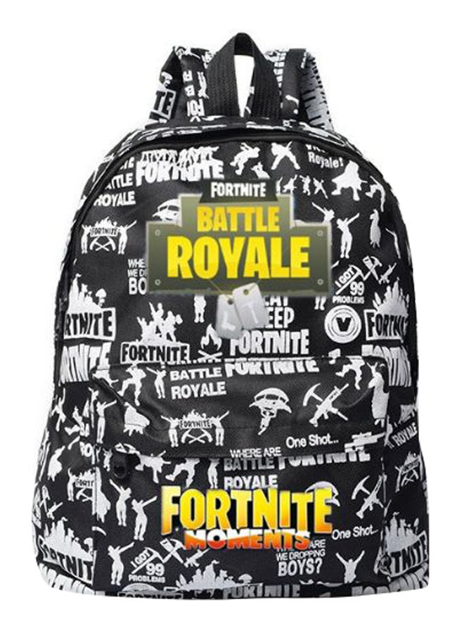 FORTNITE Floral Fashion Casual School Backpack Black/White  - Image 1
