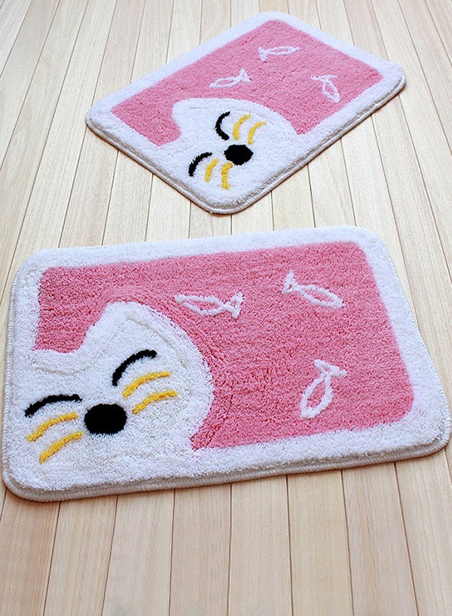 Antiskid Water Absorption Floor Mat Pink/White 120x160cm