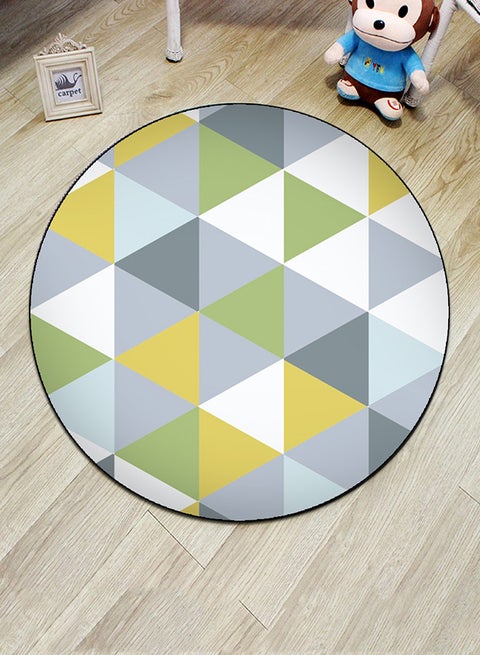 Triangle Pattern Round Shaped Door Mat Multicolour 140x140cm