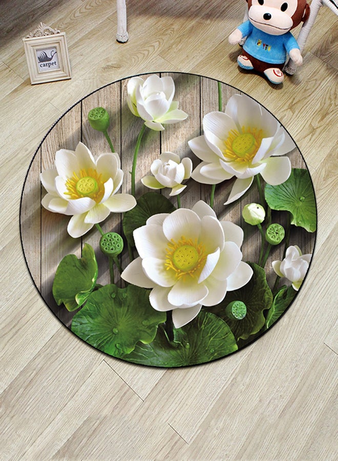 Lotus Flowers Pattern Floor Mat Multicolour 80x80cm 