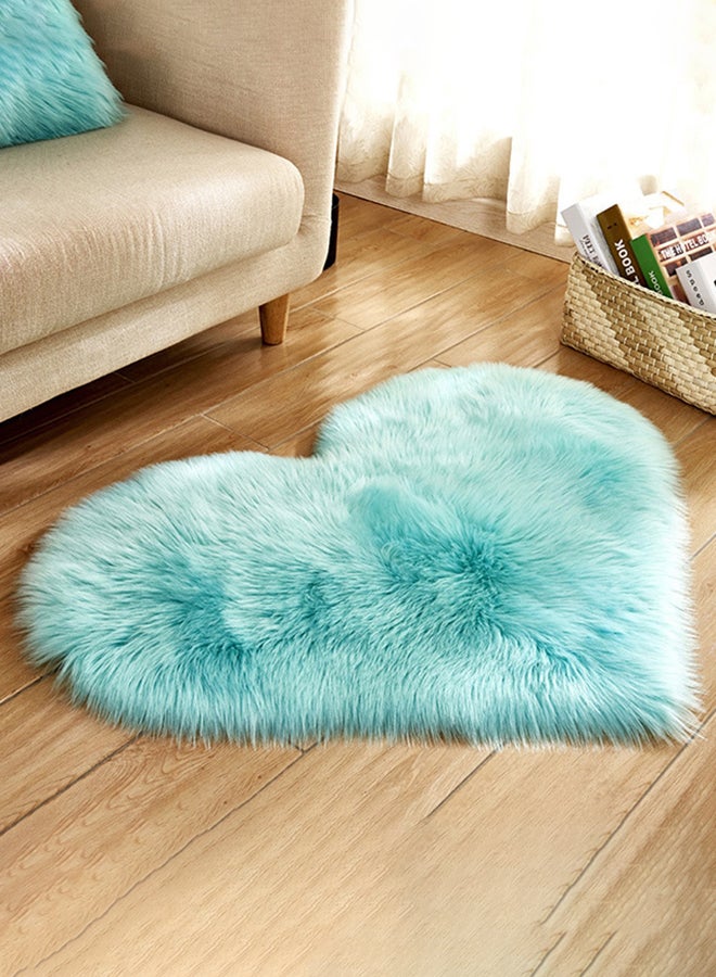 Soft Fluffy Heart Pattern Home Rug Blue 70x90cm 