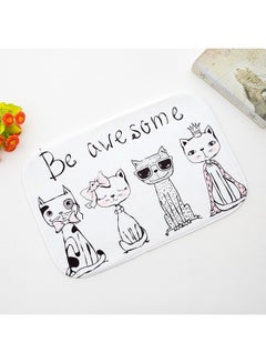 Non-Slip Printed Floor Mat Black/White One Size