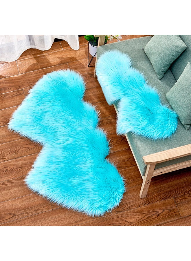 1-Piece Rug Modern Simple Solid Color Heart-Shaped Cushion Blue S 