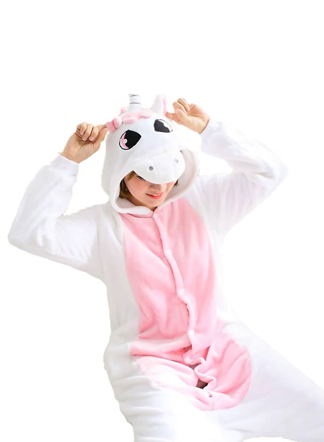 Unicorn Long Sleeve Hooded Pajamas Pink - Image 1