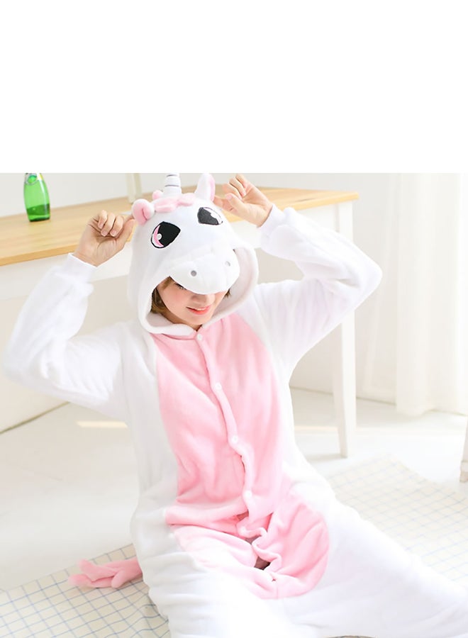 Unicorn Long Sleeve Hooded Pajamas Pink - Image 2