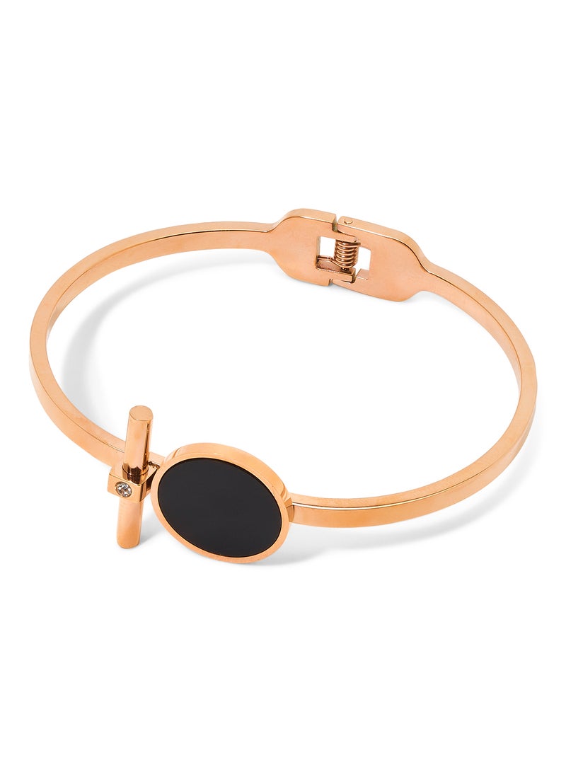 Gulfdealz Stainless Steel Round Black Stone Bracelets  - Image 1