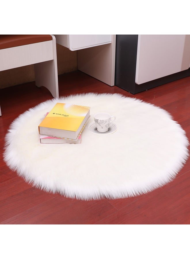 سجادة دائرية مصنوعة من من نسيج البلش أبيض 30x30سم