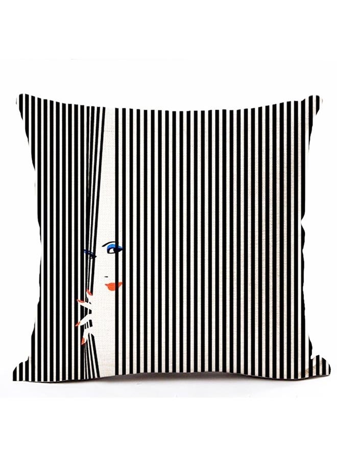 Cartoon Cute Girl Pattern Square Cushion Cover Multicolour 45x45cm