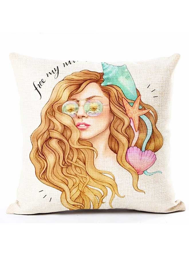 غطاء وسادة بنقشة فتاة جميلة متعدد الألوان 45x45سم