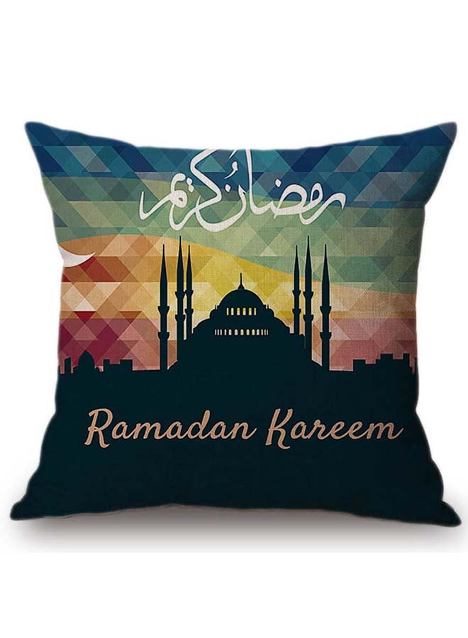 غطاء وسادة مزين بنقشة مسجد متعدد الألوان 45x45سم