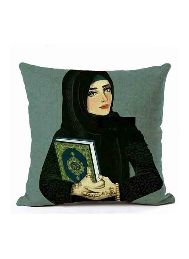 غطاء وسادة مزين بنقشة فتاة متعدد الألوان 45x45سم