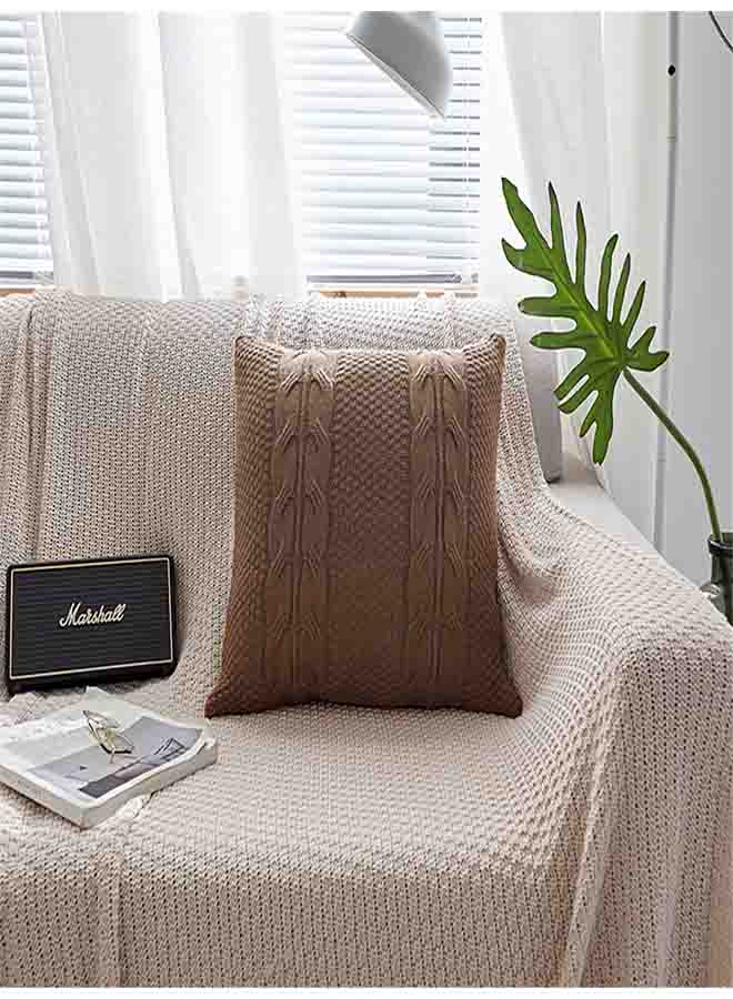 Solid Self Print Cushion Cover Brown 45x45cm