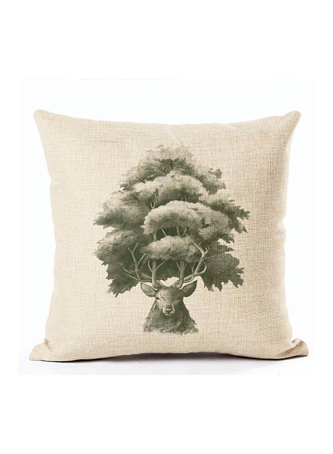 Creative Deer Printed Cushion Cover Multicolour 45x45cm