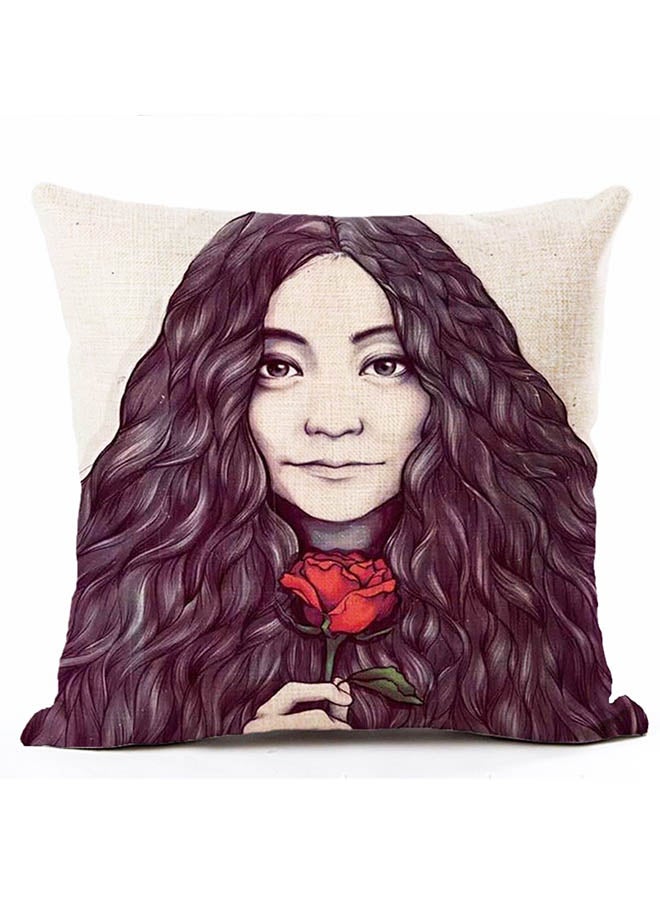 Beautiful Girl Pattern Cushion Cover Multicolour 45x45cm