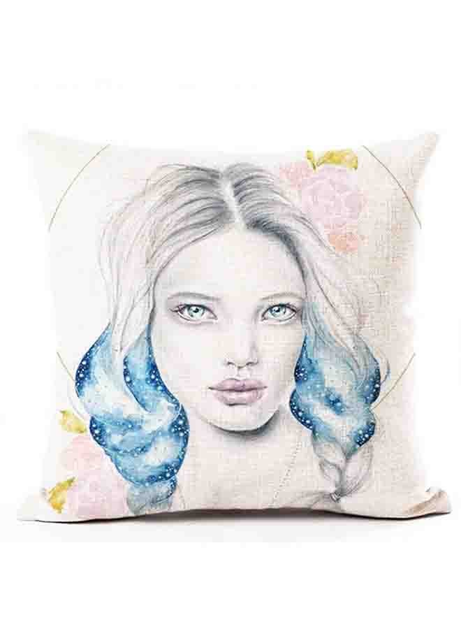 Fashion Girl Pattern Printed Cushion Cover Multicolour 45x45cm