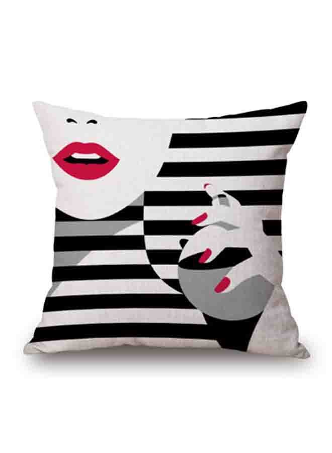 Girl Printed Decorative Cushion Cover Multicolour 45x45cm