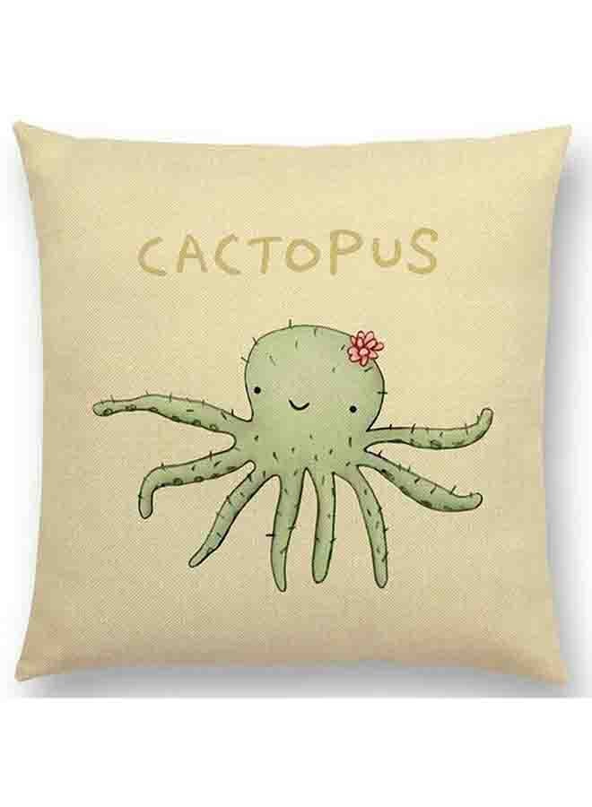 غطاء وسادة مطبوع عليه كلمة "Cactopus" متعدد الألوان 45x45سم