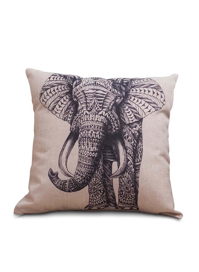 Elephant Pattern Cushion Cover Multicolour 45x45cm