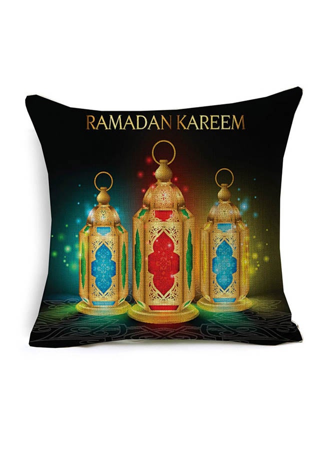 غطاء وسادة مربع مزين بطبعة بنمط شهر رمضان متعدد الألوان 45x45سم