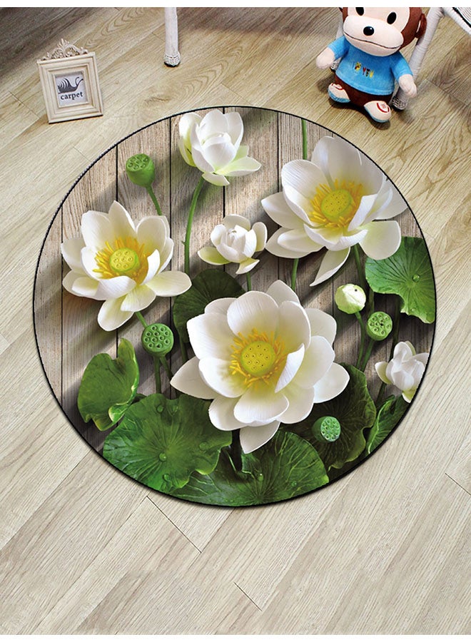 Floor Mat Pastorable Style Lifelike Lotus Flowers Pattern Door Mat Multicolour 60x60cm 