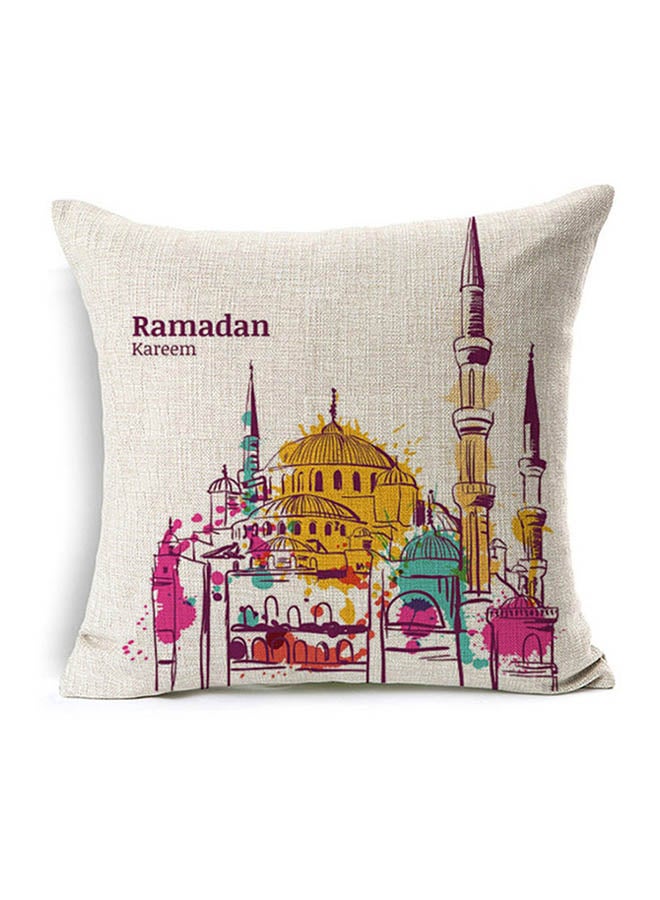غطاء وسادة مربع مزين بطبعة بنمط شهر رمضان متعدد الألوان 45x45سم