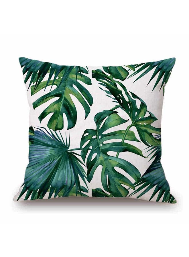 Fresh Leaves Pattern Square Cushion Cover Multicolour 45x45cm