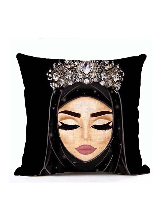 غطاء وسادة ديكور مربعة بنقشة صورة فتاة جميلة متعدد الألوان 45x45سم