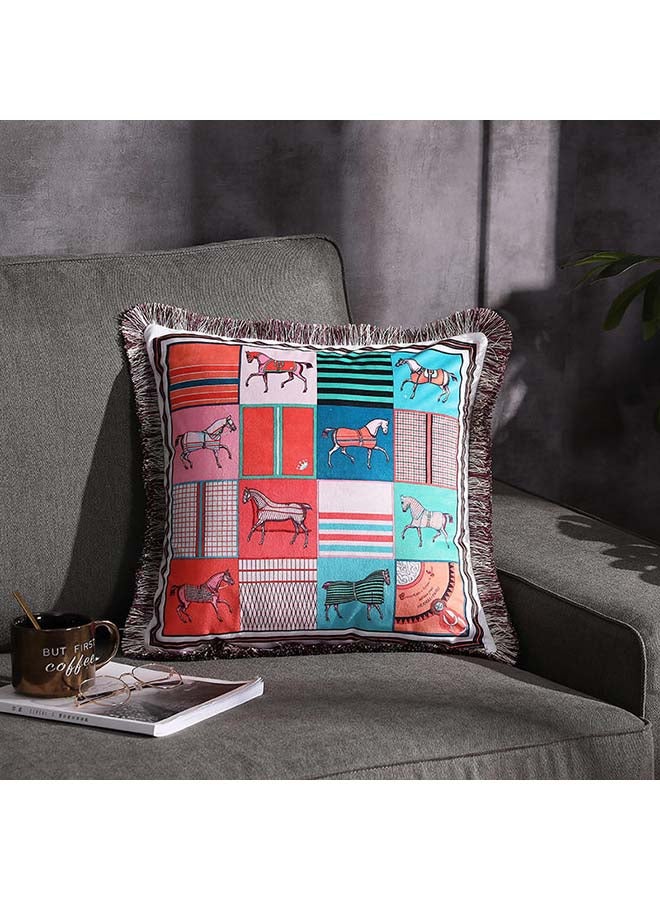 Generic - Horse Pattern Square Tassel Cushion Cover Multicolour 45x45centimeter - Image 1