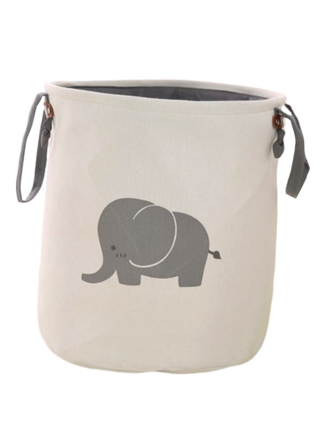 Double-Decked Elephant Foldable Storage Basket White 15 x 15 x 1cm 