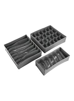 3-Piece Closet Organizer Storage Box Grey