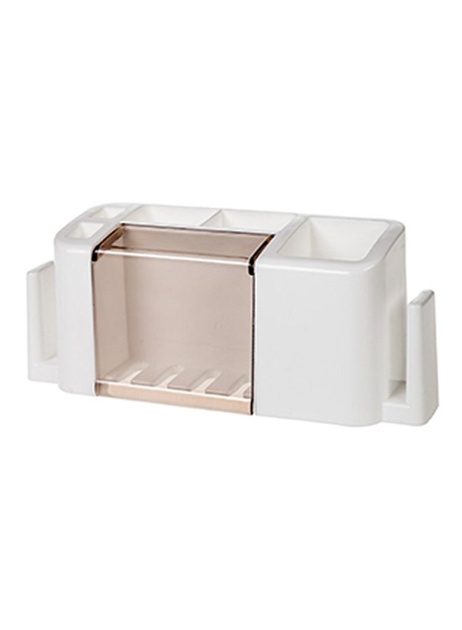 طقم حامل لمعجون الأسنان وفرش الأسنان متعدد الوظائف أبيض 23x8.5x6.5سم - Image 1