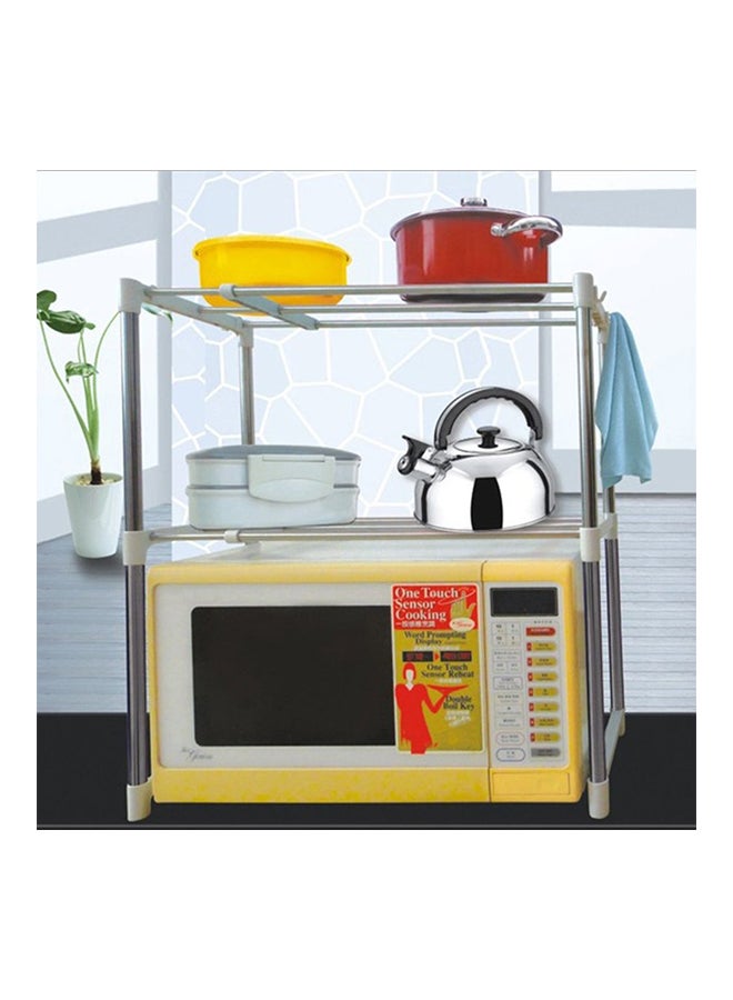 Stainless Steel Telescopic Microwave Oven Storage Rack Silver 51 x 26 x 5cm  - Image 2