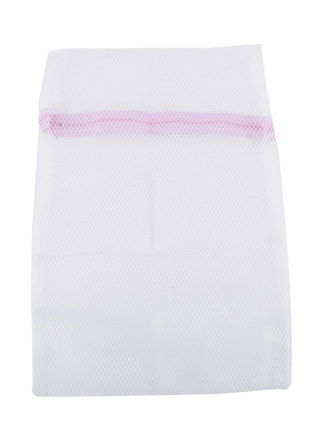 Zippered Mesh Laundry Wash Bag Pink/White 30x40x0.5cm 