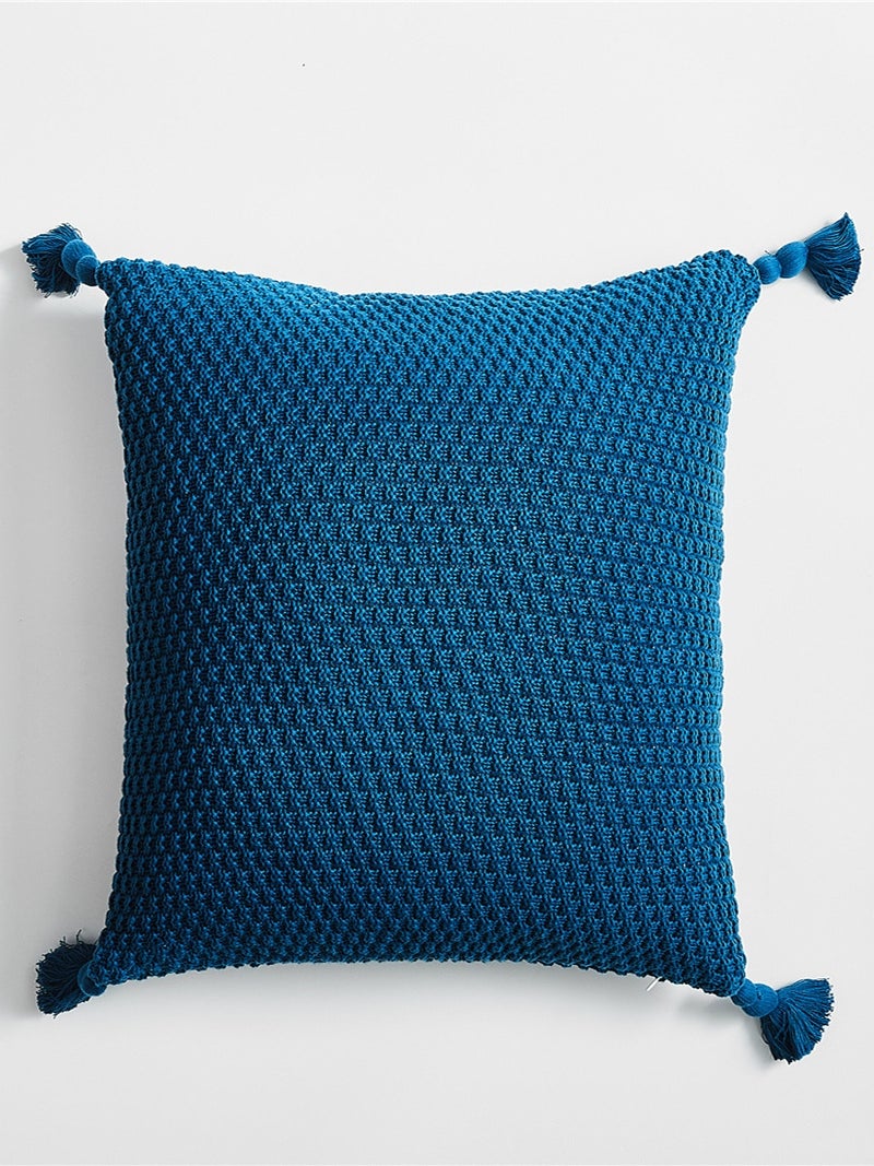 غطاء وسادة بتصميم سادة أزرق 45x45سم