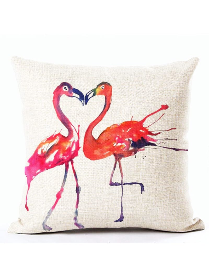 Pretty Flamingo Pattern Cushion Cover Multicolour 45x45cm
