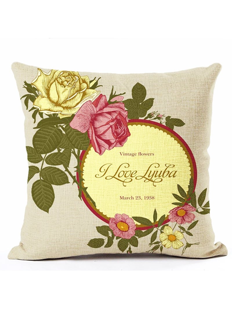 Rose Pattern Cushion Case Multicolour 45x45cm
