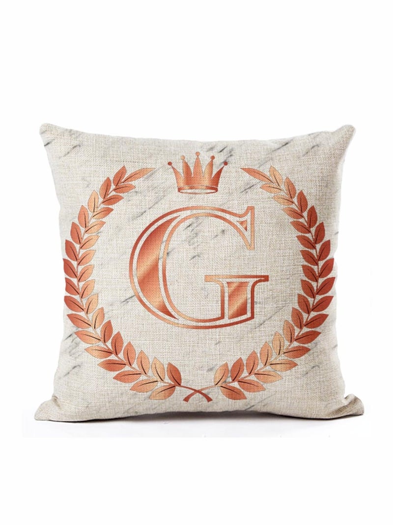 Marble 26 Letter Pattern Square Cushion Cover Multicolour 45x45cm