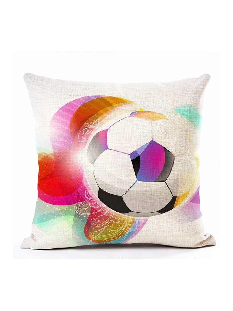 Football Pattern Square Cushion Cover Multicolour 45x45cm
