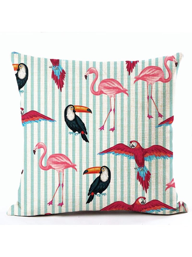 Flamingo Pattern Cushion Cover Multicolour 45x45cm