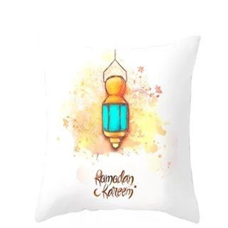 غطاء وسادة مطبوع بعبارة "Ramadan Kareem" متعدد الألوان 45x45سم
