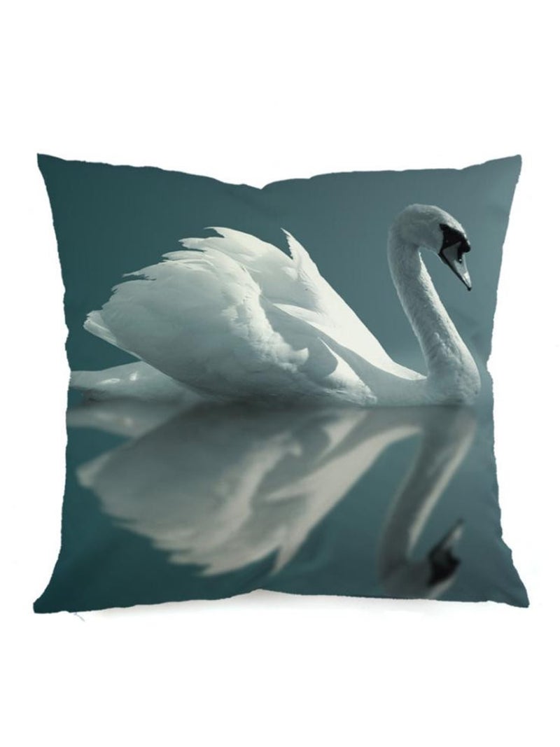 HD Swan Printed Cushion Cover Multicolour 45x45cm