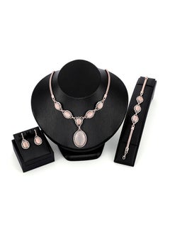 3-Piece Rose Gold Plated Alloy Jewellery Set With Opal
